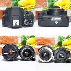 【全国送料無料】 Canon EOS Kiss X7✨ 超望遠 ダブルレンズセット ズームセット✨ 届いたらすぐに使えます✨ キヤノン キャノンの画像