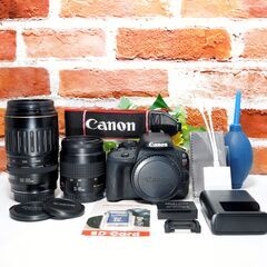 【全国送料無料】 Canon EOS Kiss X7✨ 超望遠 ダブルレンズセット ズームセット✨ 届いたらすぐに使えます✨ キヤノン キャノンの画像