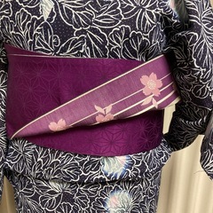 新品　半幅帯　麻柄紫&さくらの画像
