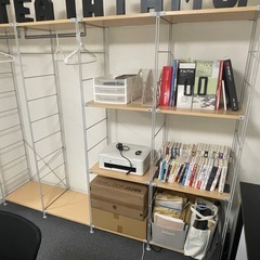 【ハンガーラック＋シェルフ】収納付きワードローブ／スチールフレーム×木製の画像