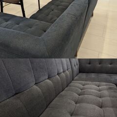 分解◎　美品【mild（ミルド）】定価￥93,500- ソファーダイニング3点セット　ディープブルータイプ　ナチュラル　木目　ダイニングテーブル 3〜4人掛け　ダイニング　新生活　カウチソファ　L字ソファ　組み替えソファ　ワンルーム　の画像