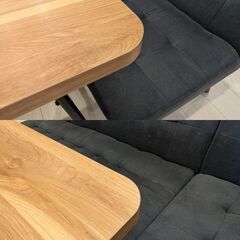 分解◎　美品【mild（ミルド）】定価￥93,500- ソファーダイニング3点セット　ディープブルータイプ　ナチュラル　木目　ダイニングテーブル 3〜4人掛け　ダイニング　新生活　カウチソファ　L字ソファ　組み替えソファ　ワンルーム　の画像