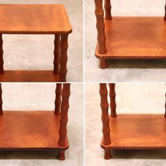 ≪zys2209ジ≫花台 木製ラック/飾り棚 電話台 高さ約38cm 横幅/奥行約30cm ブラウン系 現状品 アンティーク/レトロ家具 70522-22の画像