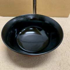 新品未使用】耐熱6.5 寸羽反渕布目丼 渕根来内黒 メラミン