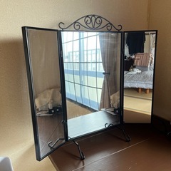 廃盤IKEA三面鏡KARMSUNDブラック脚付き