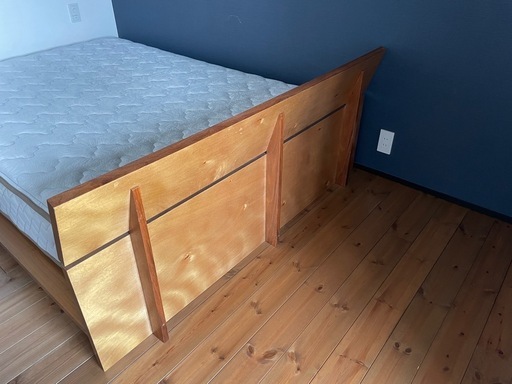 手渡し限定】ウォールナット ダブルベッド フレーム すのこベッド