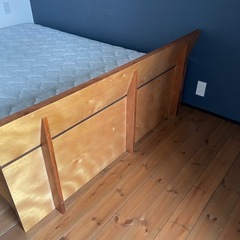 手渡し限定】ウォールナット ダブルベッド フレーム すのこベッド