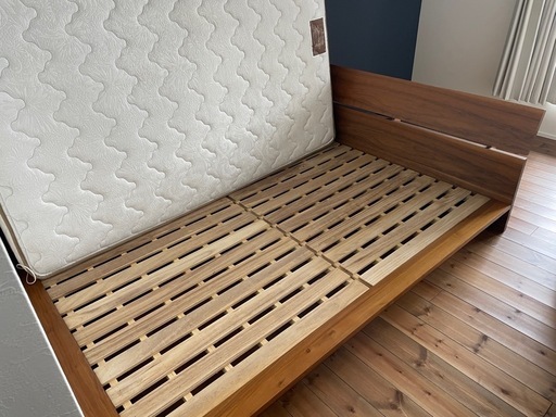 【手渡し限定】ウォールナット ダブル ベッド フレーム すのこベッド 手渡し限定】ウォールナット ダブルベッド フレーム すのこベッド