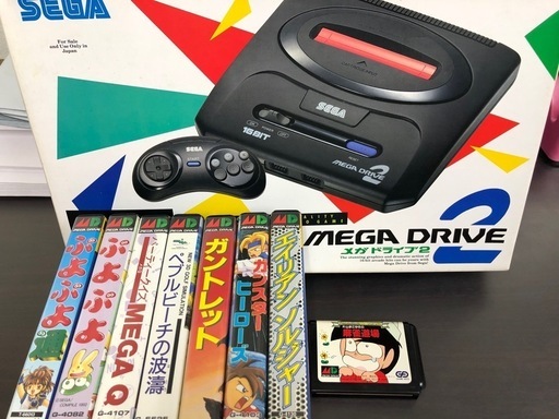 メガドライブ2本体+ソフト8本エイリアンソルジャーガンスターヒーローガントレット等+達人コントローラー