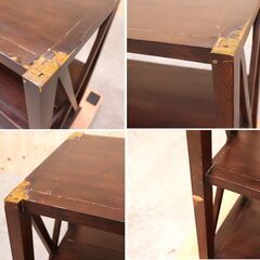 ≪zys2215ジ≫木製棚/飾り棚 オープンシェルフ 幅約124cm 奥行約49cm 高さ約85cm ブラウン系 現状品 『仙台 引取歓迎』70522-23の画像