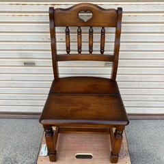 ①【希少美品】ナガノインテリア 天然木 椅子 ハートマーク ダイ...