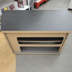 テレビ台 ガラス扉 幅80cm 奥行42cm 高さ39cm キャスター付き ブラック テレビボード 札幌 西岡店の画像