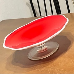 ガラス製大皿 大きなディッシュプレート アンティーク風レトロ ア...