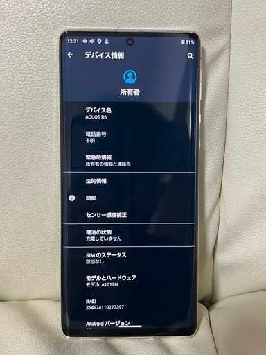 極上品　AQUOS R6 ホワイト　 A101SH　SIMフリー