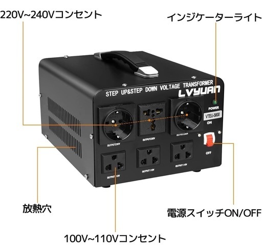LVYUAN 変圧器 3000W