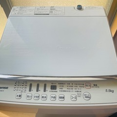  【美品】【早い者勝ち】ハイセンス Hisense 全自動洗濯機 5.5Kg　HW-G55B-W　給水ホース付きの画像