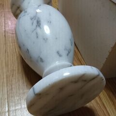 【★大理石　壺　花瓶　アンティーク　骨董品　白グレー　工芸品　民芸品　箱付き　インテリア】の画像