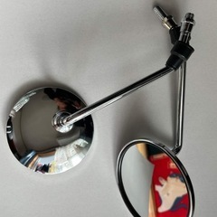 バイク汎用ミラー左右セット　メッキ金属の画像