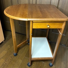 木製サイドワゴン　折り畳み天板