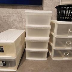 プラスチック収納ケース3種類/洗濯かごあげます