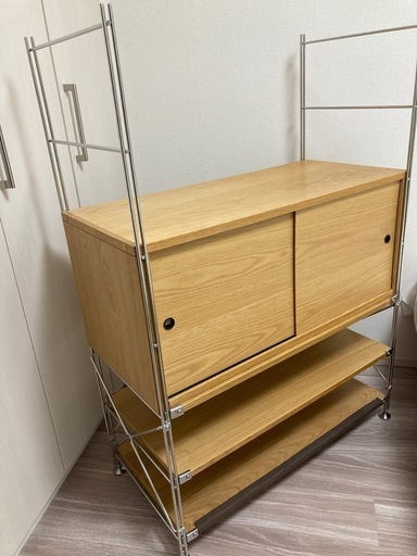 無印良品棚ステンレスユニットシェルフオーク材棚セットワイド中