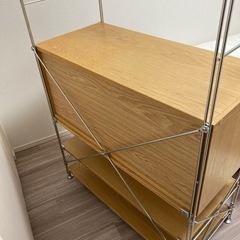 無印良品　棚　ステンレスユニットシェルフ　オーク材棚セット　ワイド　中の画像