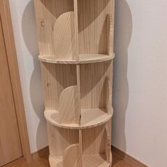 回転　本棚　絵本棚　無垢材