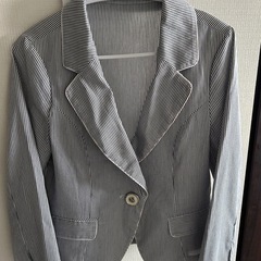 ストライプジャケット 七分袖 ネイビー×ホワイト