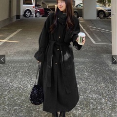 週末まで¥1000　GRLロングコートフェイクウールリボンベルト...