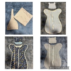 スワドル、おくるみ、帽子付き4点セット