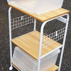 ■スチールラック ■キッチンワゴン ★プラスチック収納付きの画像