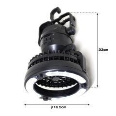 ★LEDライト付★ ミニ扇風機 電池式 アウトドア レジャー 災害時 フック付の画像