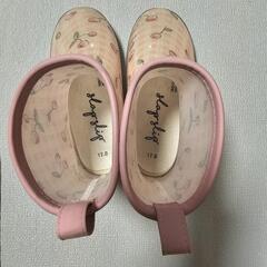 SLAPSLIP ピンク さくらんぼ ギンガムチェック レインブーツ 17cmの画像