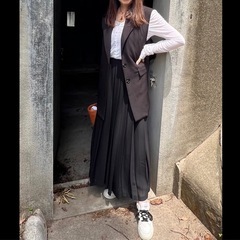 【グレイル】ロングジレ  ベスト  トップス　ブラック　FREE