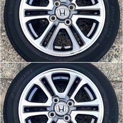 ◆14インチ N-BOX 4本セット 夏タイヤ ヨコハマ ブルーアース 155/65R14 アルミホイール ホンダ純正 14×4.5J 100×4H +40 軽自動車の画像