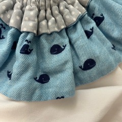 男の子新品同様ハンドメイドリバーシブルスタイ美品の画像