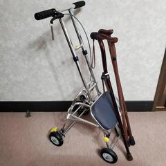 【これ以上値下げ一切不可】中古 高齢者 手押し車 杖3本付き