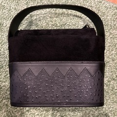 オーストリッチ風 ブラック バッグの画像