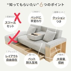 ソファーベッド   収納付き　北欧デザインの画像
