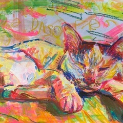  【唯一無二の色彩で描く！】ペット・ご家族の躍動感あふれる似顔絵