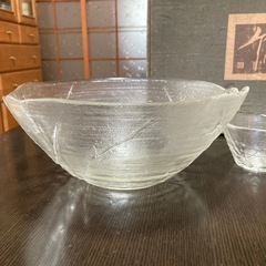 カメイガラス　そうめん鉢セット　大鉢×1 小鉢×5 竹柄　日本の詩の画像