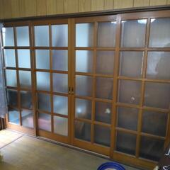 室内用ガラス引き戸4枚セット　昭和レトロ　