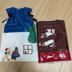 ファミリア　トートバッグ　チェック　赤