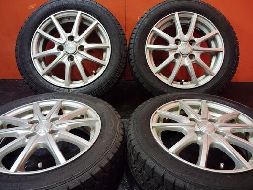 走行短め【GOODYEAR ICENAVI7 155/65R14】スタッドレス【WEDS JOKER 14インチ 4.5J4HPCD100+45】23年製 タント N-BOX スペーシア　(KTO379)