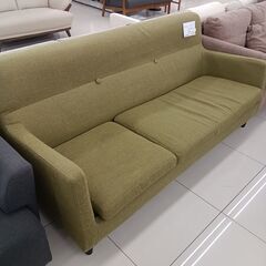 ★ジモティ割あり★  3人掛けソファ イエローグリーン H80×D85×W183 クリーニング済み HJ6692の画像