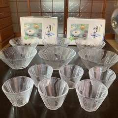 【新品未使用】東洋ガラス　素麺鉢セット　3客×2箱　中鉢×6、つ...