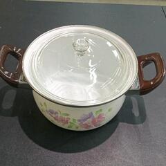 0602-185 昭和レトロ　鍋ガラス蓋付き