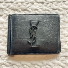 SAINT LAURENT ブラック レザー マネークリップ Y...