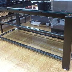 テレビ台 ガラス製 棚板2段 薄型テレビ用 TVスタンド 32型 幅90㎝ エレコム ブラック 西岡店の画像