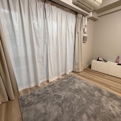 1級遮光カーテン(グレージュ)・レースカーテン 両開き W2,500・1,600 H2,030の画像